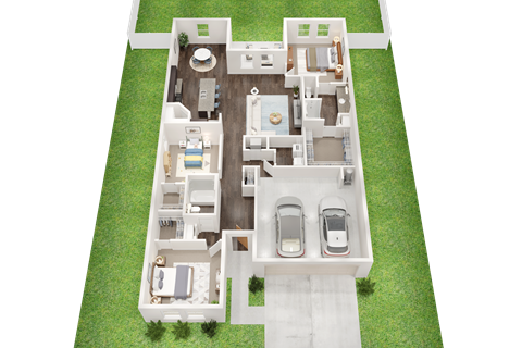 Floor plan for 3 beds, 2 baths, 1769 sqft